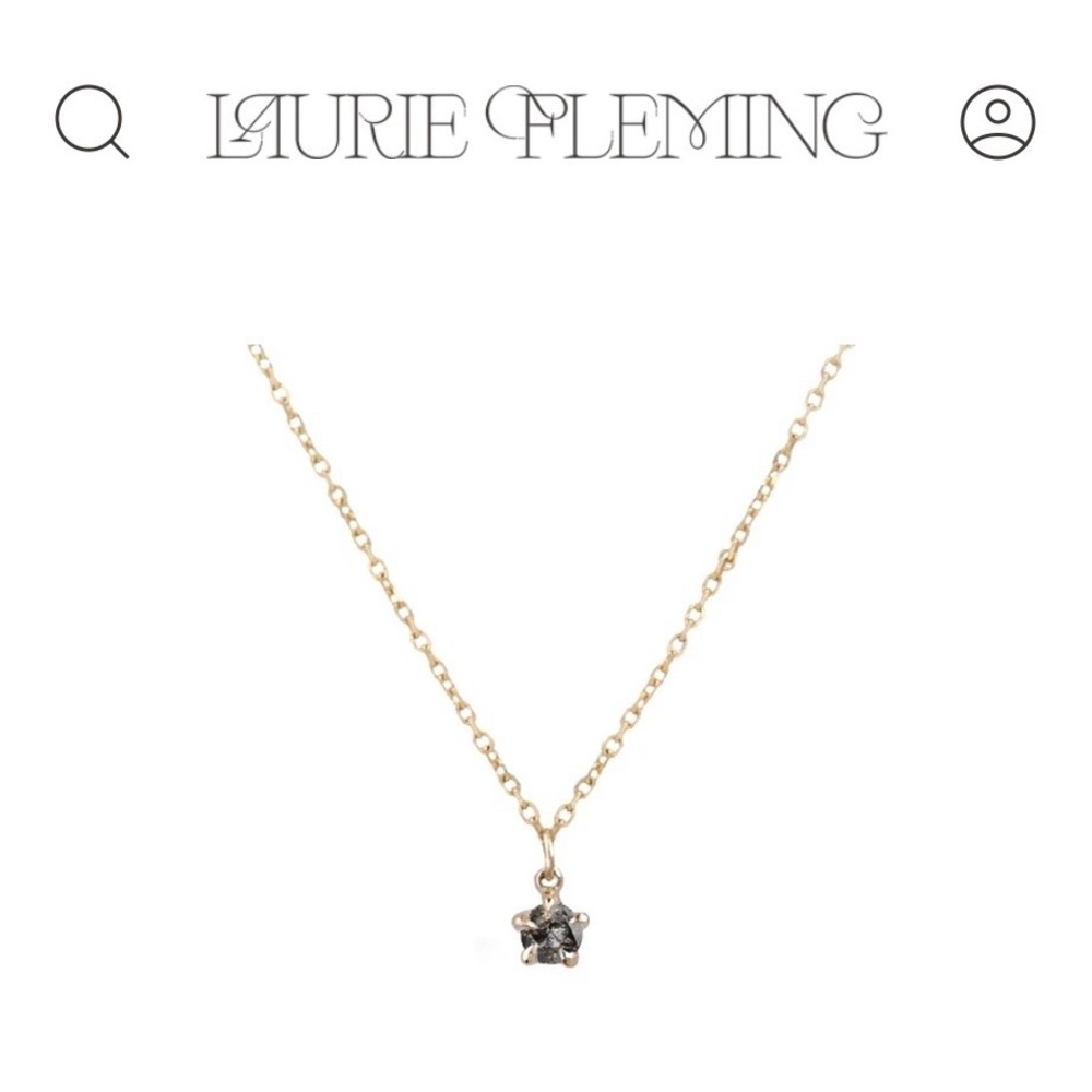 Laurie Fleming Jewelry Salt & Pepper Diamond Moondew Necklace 18” 14k
